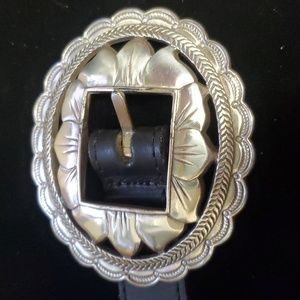 Brighton Black Vintage copyright 1993 Sunflower Concho leather belt.